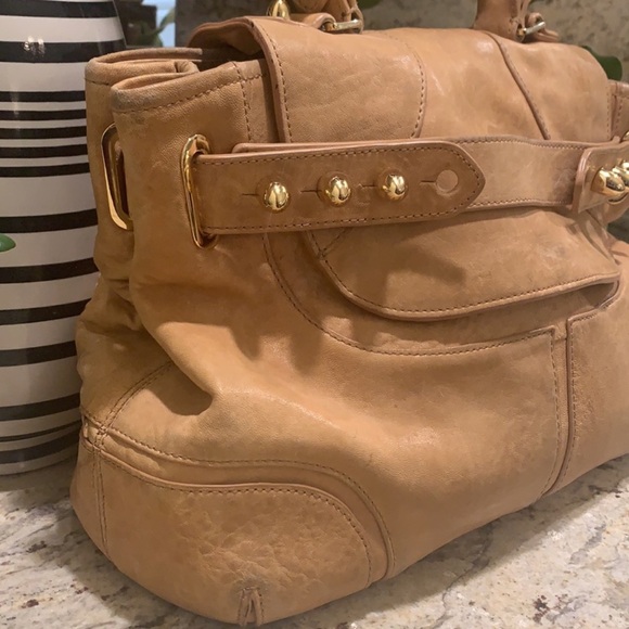 CC SKYE ✨ Tan Leather Studded Saddle Satchel Bag PRICE DROP - Picture 4 of 11